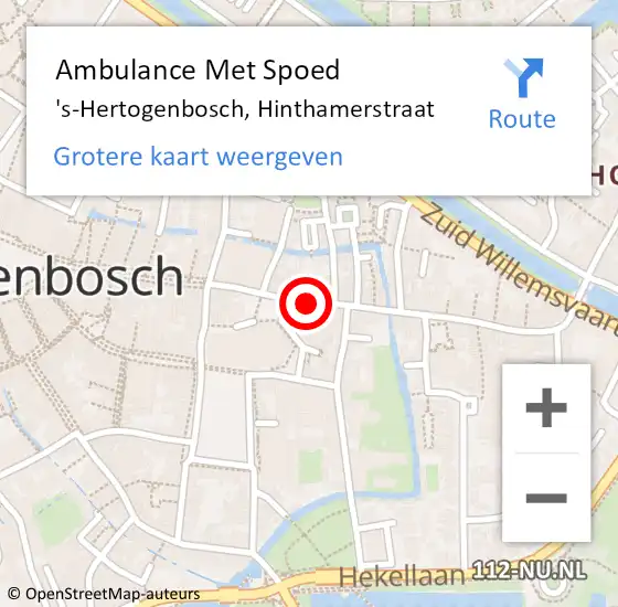 Locatie op kaart van de 112 melding: Ambulance Met Spoed Naar 's-Hertogenbosch, Hinthamerstraat op 3 december 2019 13:22