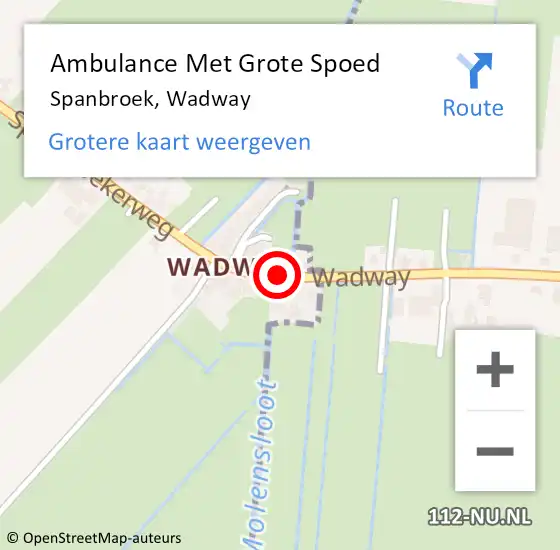 Locatie op kaart van de 112 melding: Ambulance Met Grote Spoed Naar Spanbroek, Wadway op 3 december 2019 13:35