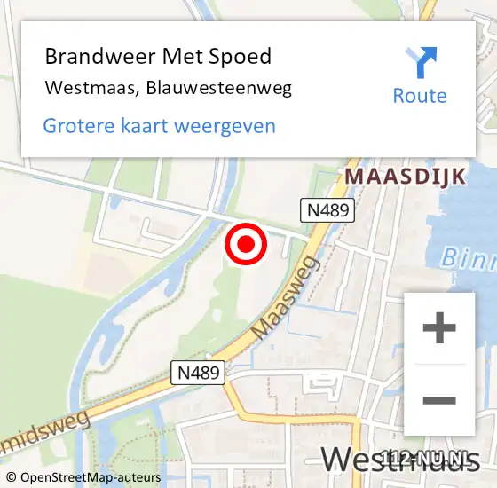 Locatie op kaart van de 112 melding: Brandweer Met Spoed Naar Westmaas, Blauwesteenweg op 21 april 2014 18:46