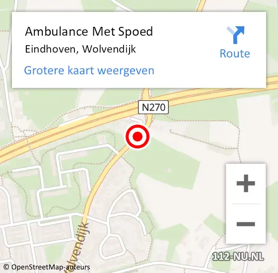 Locatie op kaart van de 112 melding: Ambulance Met Spoed Naar Eindhoven, Wolvendijk op 3 december 2019 14:36