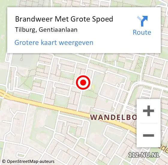 Locatie op kaart van de 112 melding: Brandweer Met Grote Spoed Naar Tilburg, Gentiaanlaan op 3 december 2019 14:46