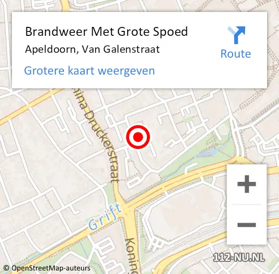 Locatie op kaart van de 112 melding: Brandweer Met Grote Spoed Naar Apeldoorn, Van Galenstraat op 3 december 2019 15:42