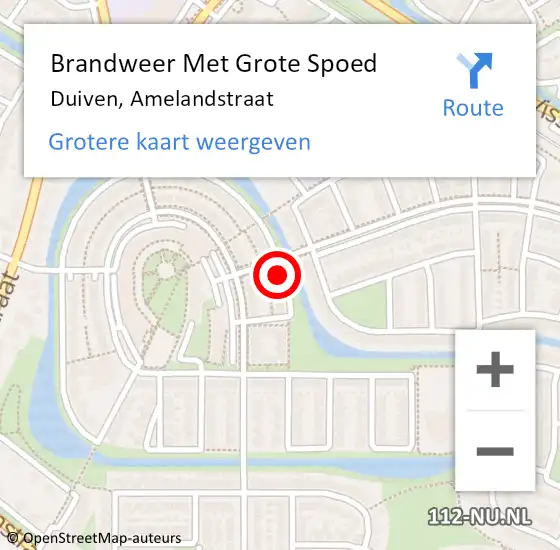 Locatie op kaart van de 112 melding: Brandweer Met Grote Spoed Naar Duiven, Amelandstraat op 3 december 2019 16:18