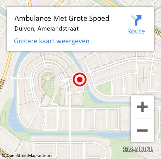 Locatie op kaart van de 112 melding: Ambulance Met Grote Spoed Naar Duiven, Amelandstraat op 3 december 2019 16:18