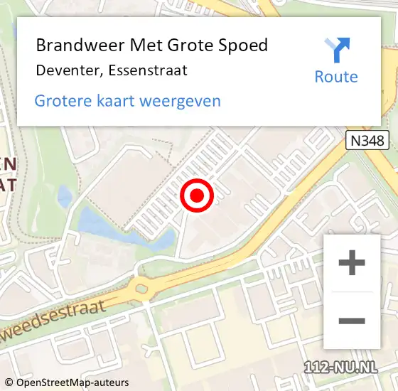 Locatie op kaart van de 112 melding: Brandweer Met Grote Spoed Naar Deventer, Essenstraat op 3 december 2019 16:19