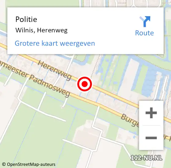 Locatie op kaart van de 112 melding: Politie Wilnis, Herenweg op 3 december 2019 17:38