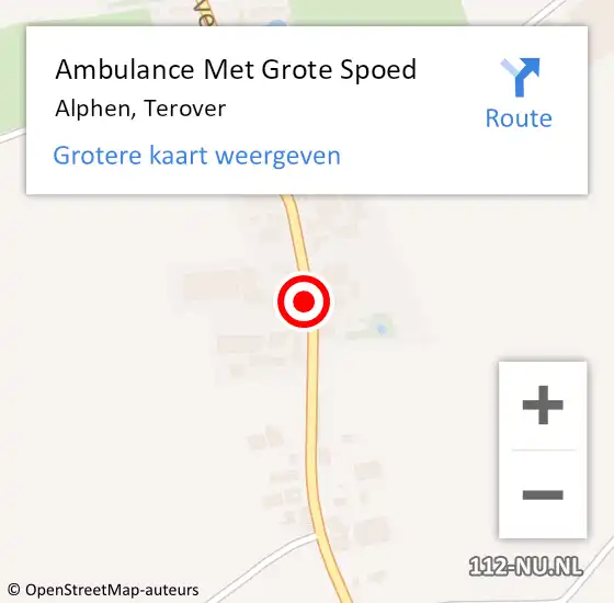 Locatie op kaart van de 112 melding: Ambulance Met Grote Spoed Naar Alphen, Terover op 3 december 2019 18:15