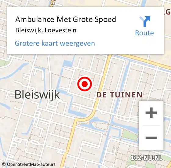 Locatie op kaart van de 112 melding: Ambulance Met Grote Spoed Naar Bleiswijk, Loevestein op 3 december 2019 18:51