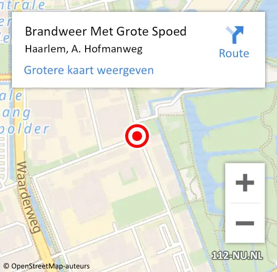 Locatie op kaart van de 112 melding: Brandweer Met Grote Spoed Naar Haarlem, A. Hofmanweg op 3 december 2019 19:07