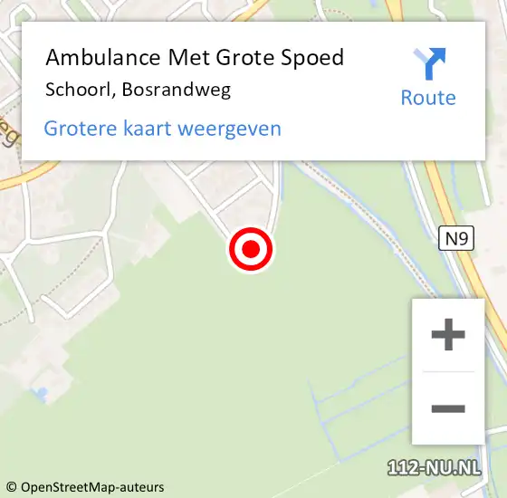 Locatie op kaart van de 112 melding: Ambulance Met Grote Spoed Naar Schoorl, Bosrandweg op 21 april 2014 19:26