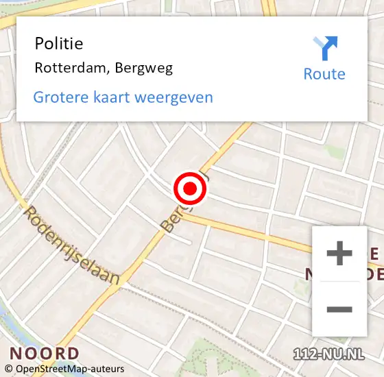 Locatie op kaart van de 112 melding: Politie Rotterdam, Bergweg op 3 december 2019 19:32