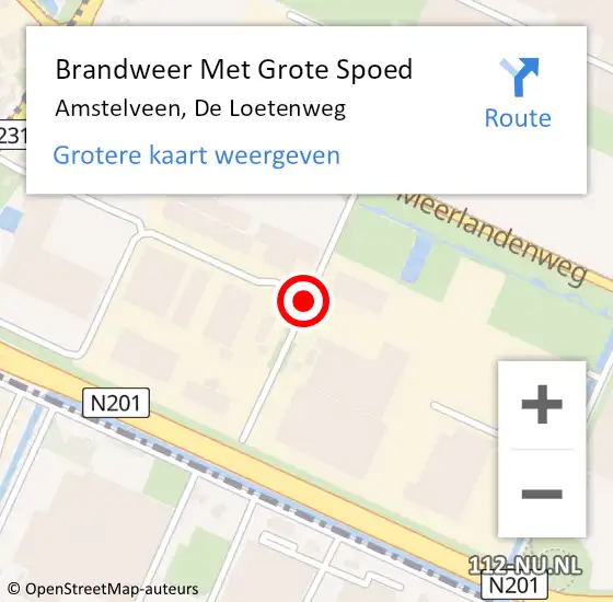 Locatie op kaart van de 112 melding: Brandweer Met Grote Spoed Naar Amstelveen, De Loetenweg op 3 december 2019 20:01