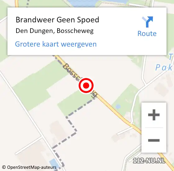 Locatie op kaart van de 112 melding: Brandweer Geen Spoed Naar Den Dungen, Bosscheweg op 3 december 2019 20:43