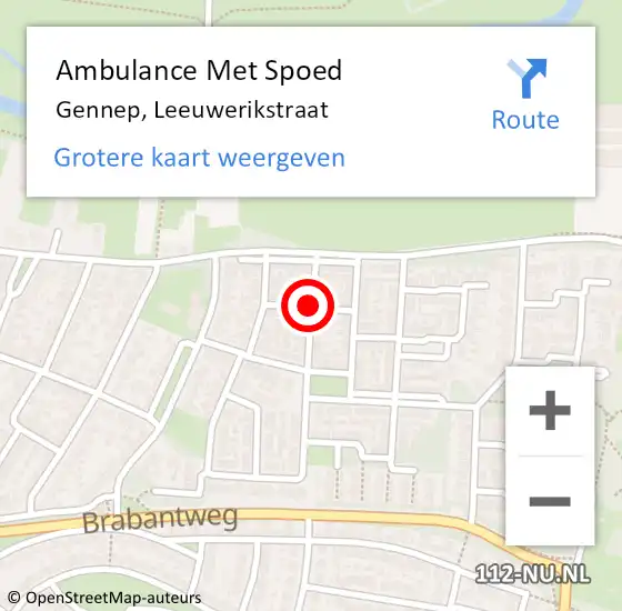 Locatie op kaart van de 112 melding: Ambulance Met Spoed Naar Gennep, Leeuwerikstraat op 3 december 2019 21:09