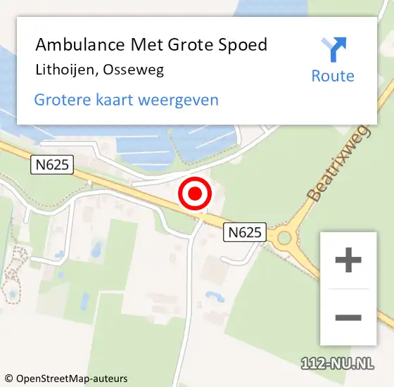 Locatie op kaart van de 112 melding: Ambulance Met Grote Spoed Naar Lithoijen, Osseweg op 3 december 2019 21:36