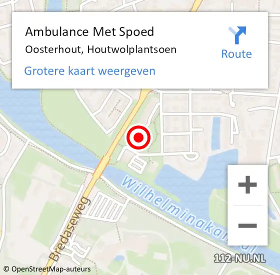 Locatie op kaart van de 112 melding: Ambulance Met Spoed Naar Oosterhout, Houtwolplantsoen op 3 december 2019 22:11