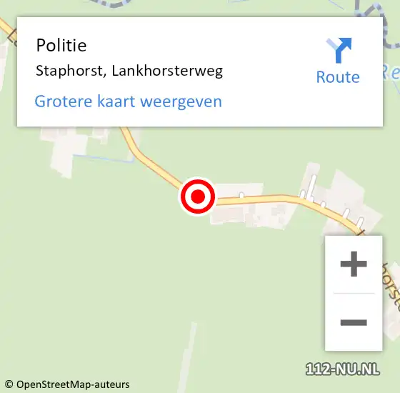 Locatie op kaart van de 112 melding: Politie Staphorst, Lankhorsterweg op 4 december 2019 00:00