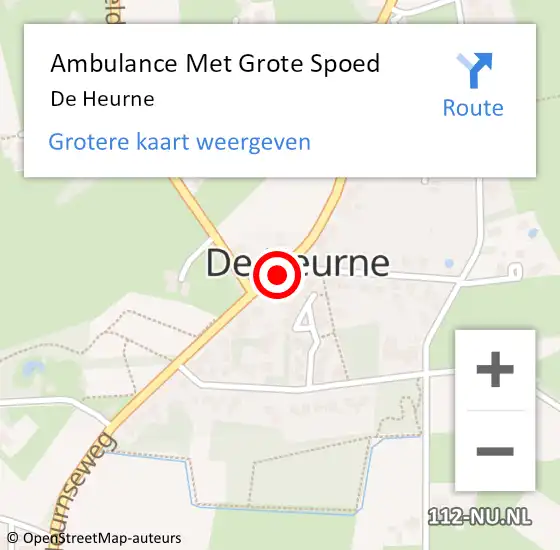 Locatie op kaart van de 112 melding: Ambulance Met Grote Spoed Naar De Heurne op 4 december 2019 02:05