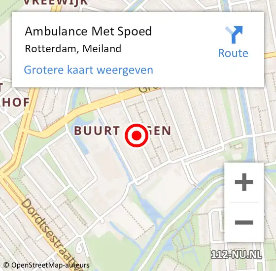 Locatie op kaart van de 112 melding: Ambulance Met Spoed Naar Rotterdam, Meiland op 4 december 2019 02:11