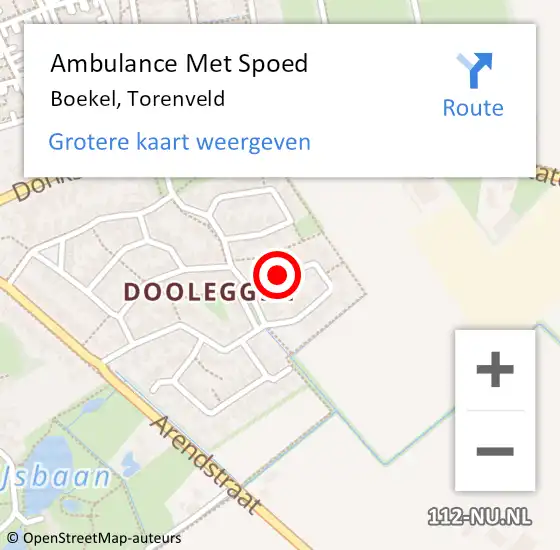 Locatie op kaart van de 112 melding: Ambulance Met Spoed Naar Boekel, Torenveld op 4 december 2019 05:13