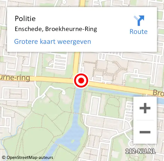 Locatie op kaart van de 112 melding: Politie Enschede, Broekheurne-Ring op 4 december 2019 08:27