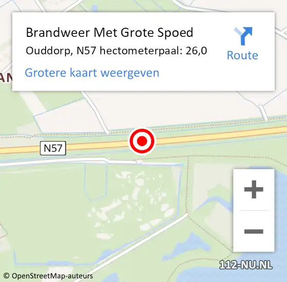 Locatie op kaart van de 112 melding: Brandweer Met Grote Spoed Naar Ouddorp, N57 hectometerpaal: 26,0 op 4 december 2019 08:32