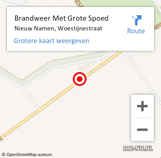 Locatie op kaart van de 112 melding: Brandweer Met Grote Spoed Naar Nieuw Namen, Woestijnestraat op 4 december 2019 08:38