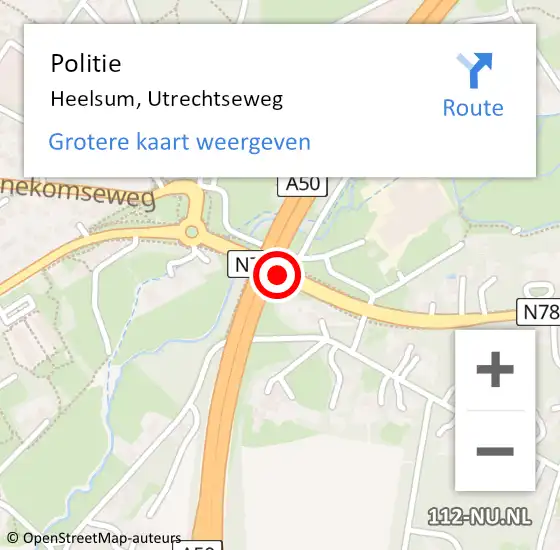 Locatie op kaart van de 112 melding: Politie Heelsum, Utrechtseweg op 4 december 2019 08:47