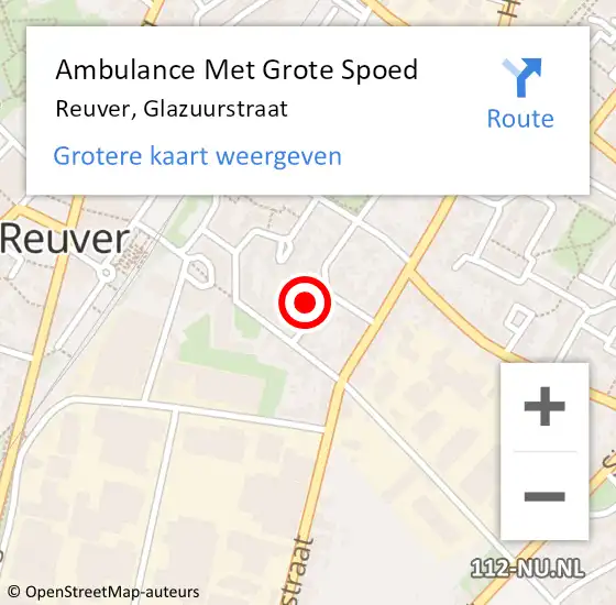 Locatie op kaart van de 112 melding: Ambulance Met Grote Spoed Naar Reuver, Glazuurstraat op 21 april 2014 20:15