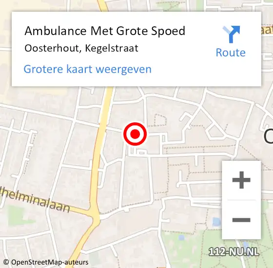 Locatie op kaart van de 112 melding: Ambulance Met Grote Spoed Naar Oosterhout, Kegelstraat op 4 december 2019 09:09