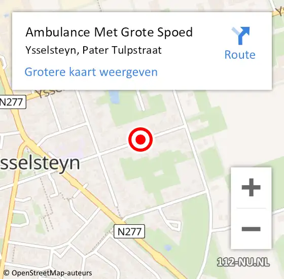 Locatie op kaart van de 112 melding: Ambulance Met Grote Spoed Naar Ysselsteyn, Pater Tulpstraat op 4 december 2019 09:25