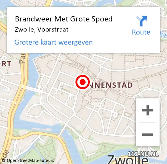 Locatie op kaart van de 112 melding: Brandweer Met Grote Spoed Naar Zwolle, Voorstraat op 4 december 2019 09:30