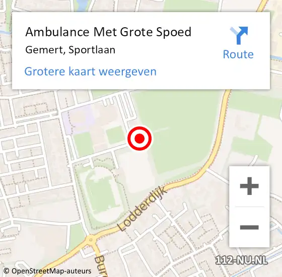 Locatie op kaart van de 112 melding: Ambulance Met Grote Spoed Naar Gemert, Sportlaan op 4 december 2019 09:45