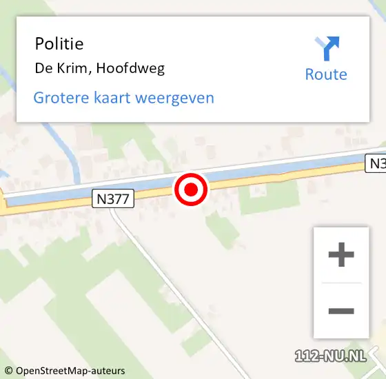 Locatie op kaart van de 112 melding: Politie De Krim, Hoofdweg op 4 december 2019 10:09