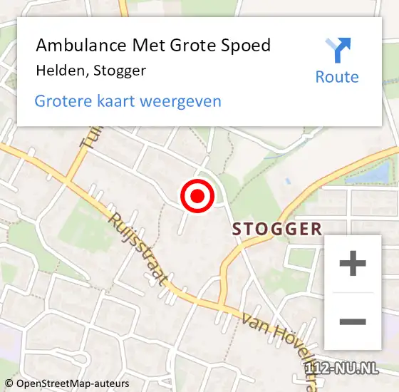 Locatie op kaart van de 112 melding: Ambulance Met Grote Spoed Naar Helden, Stogger op 4 december 2019 10:37