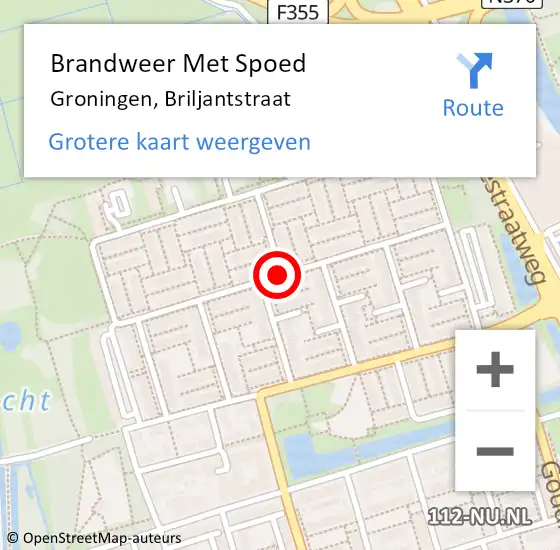 Locatie op kaart van de 112 melding: Brandweer Met Spoed Naar Groningen, Briljantstraat op 4 december 2019 10:39