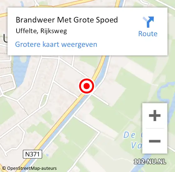 Locatie op kaart van de 112 melding: Brandweer Met Grote Spoed Naar Uffelte, Rijksweg op 4 december 2019 11:03