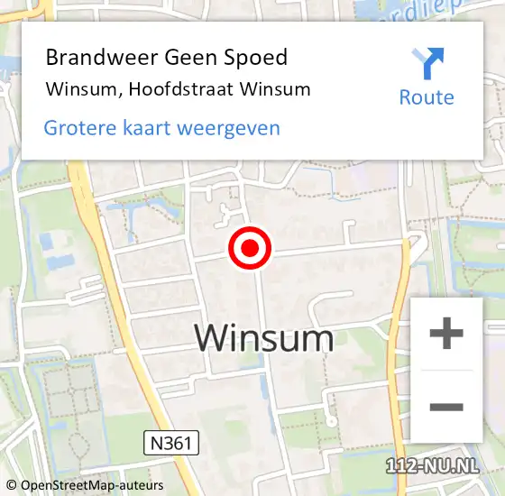 Locatie op kaart van de 112 melding: Brandweer Geen Spoed Naar Winsum, Hoofdstraat Winsum op 4 december 2019 11:47