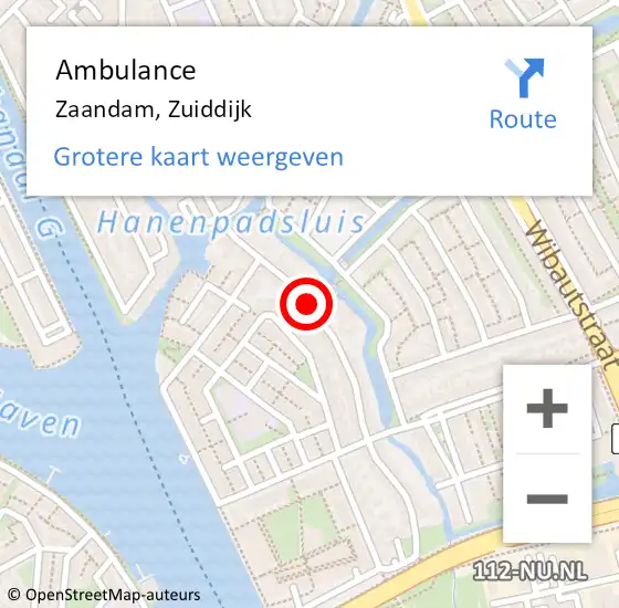 Locatie op kaart van de 112 melding: Ambulance Zaandam, Zuiddijk op 4 december 2019 13:29