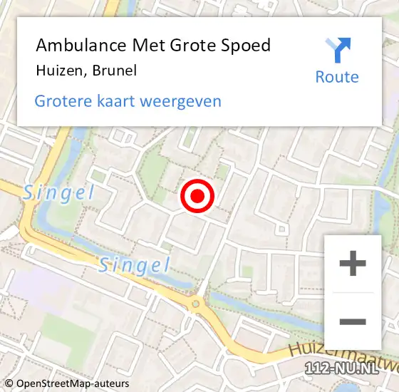 Locatie op kaart van de 112 melding: Ambulance Met Grote Spoed Naar Huizen, Brunel op 21 april 2014 21:09