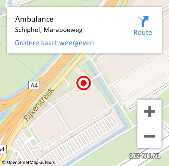 Locatie op kaart van de 112 melding: Ambulance Schiphol, Maraboeweg op 4 december 2019 14:06