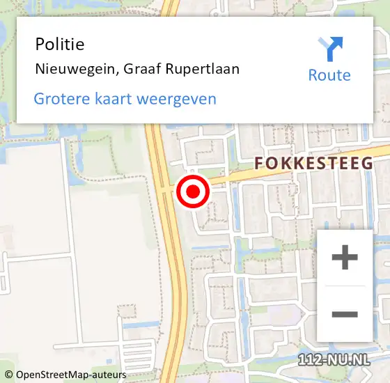 Locatie op kaart van de 112 melding: Politie Nieuwegein, Graaf Rupertlaan op 4 december 2019 14:14