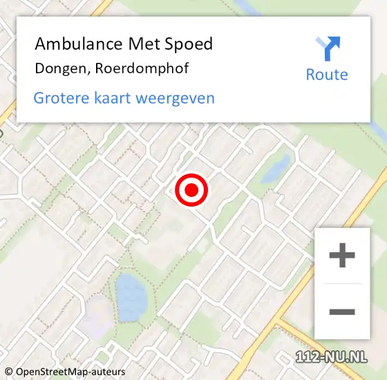 Locatie op kaart van de 112 melding: Ambulance Met Spoed Naar Dongen, Roerdomphof op 21 april 2014 21:26