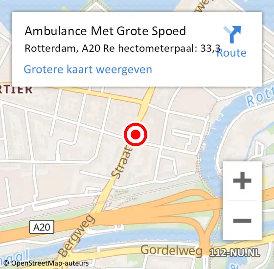 Locatie op kaart van de 112 melding: Ambulance Met Grote Spoed Naar Rotterdam, A16 Re hectometerpaal: 22,3 op 4 december 2019 16:00
