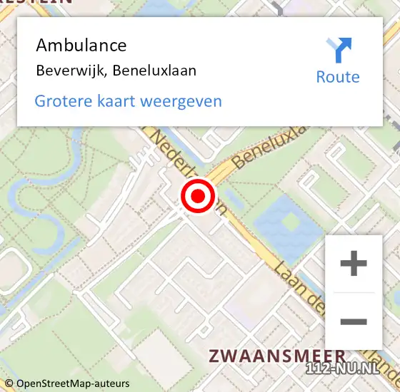 Locatie op kaart van de 112 melding: Ambulance Beverwijk, Beneluxlaan op 4 december 2019 16:00