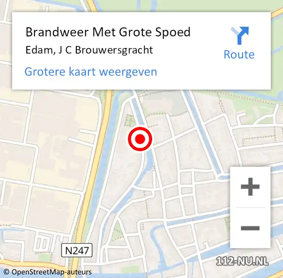 Locatie op kaart van de 112 melding: Brandweer Met Grote Spoed Naar Edam, J C Brouwersgracht op 4 december 2019 16:07