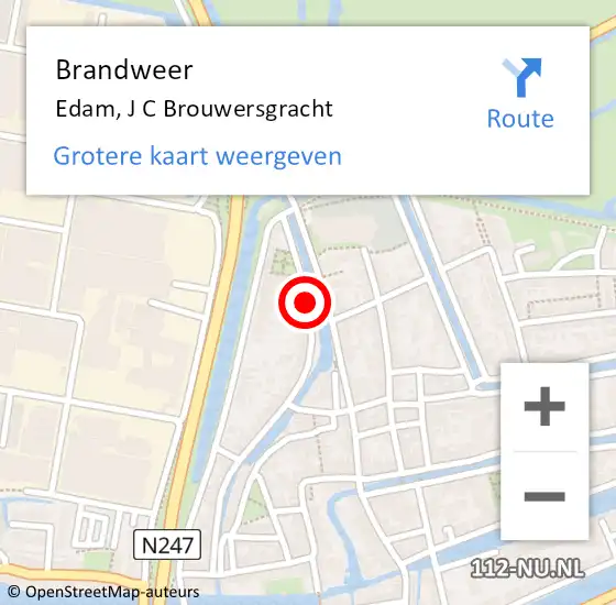 Locatie op kaart van de 112 melding: Brandweer Edam, J C Brouwersgracht op 4 december 2019 16:09