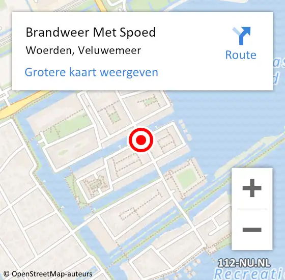 Locatie op kaart van de 112 melding: Brandweer Met Spoed Naar Woerden, Veluwemeer op 4 december 2019 16:43