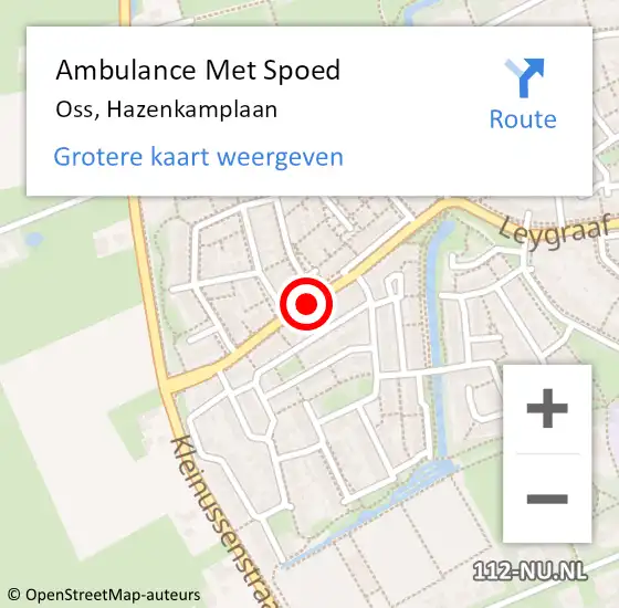 Locatie op kaart van de 112 melding: Ambulance Met Spoed Naar Oss, Hazenkamplaan op 4 december 2019 17:10