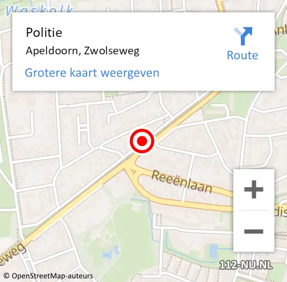 Locatie op kaart van de 112 melding: Politie Apeldoorn, Zwolseweg op 4 december 2019 17:13